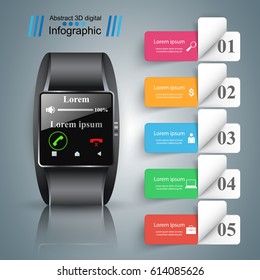 3d infographic design template and marketing icons. Smartwatch icon.