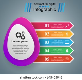 3D infographic design template and marketing eggicons.