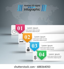 3D infographic design template and marketing icons.