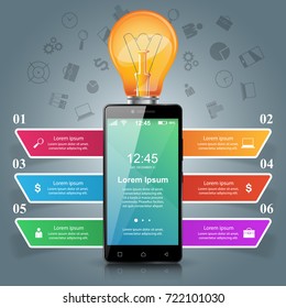 3D infographic design template and marketing icons. Business Infographics origami style Vector illustration. Smartphone icon.