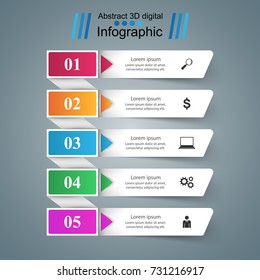 3D infographic design template and marketing icons.