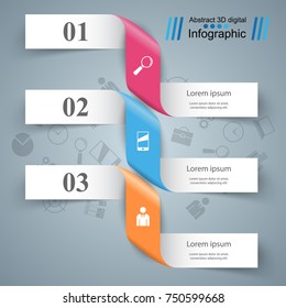 3D infographic design template and marketing icons.