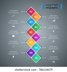 3D infographic design template and marketing icons.