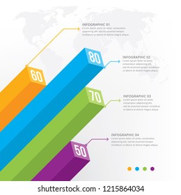 3D infographic element. Business concept steps or processes, workflow, diagram, graph. 3D infographic element data visualization vector design template
