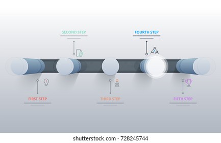 elemento infográfico 3D, o gráfico con cinco (5) pasos.