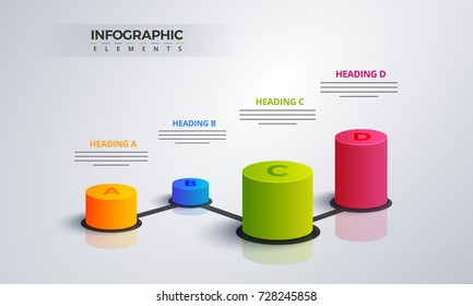 3D infographic element, or graph with four (4) steps .