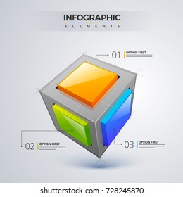 3D infographic element, or graph with four (4) steps .