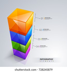 3D infographic element, or graph with four (4) steps .