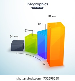 3D infographic element, or graph with  four (4) steps .