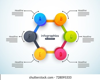 3D infographic element, or graph with six (6) steps .