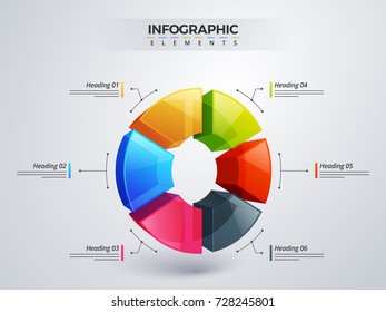 3D infographic element, or graph with six(6) steps .