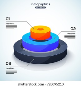 3D Infographic Element, Or Graph With Three (3) Steps .