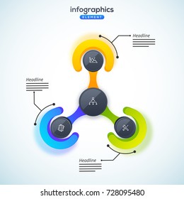 3D infographic element, or graph with three (3) steps.