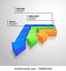 3D infographic element, or graph with three(3) steps .