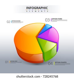 3D infographic element, or pie graph with five (5) steps .