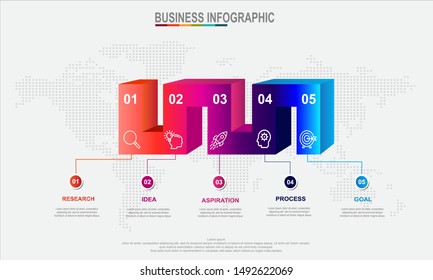 3D Infographic Elements modern template vector can be used for Infographics for workflow layout Business data visualization, business concept, presentations banner, flow chart, infogaph