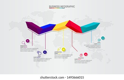 3D Infographic Elements modern template vector can be used for Infographics for workflow layout Business data visualization, business concept, presentations, process diagram, flow chart, info graph
