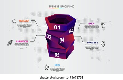 3D Infographic Elements modern template vector can be used for Infographics for workflow layout Business data visualization, business concept, presentations, process diagram, flow chart, info graph