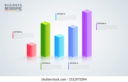 3D infographic graph with five option for Business infographic presentation. 