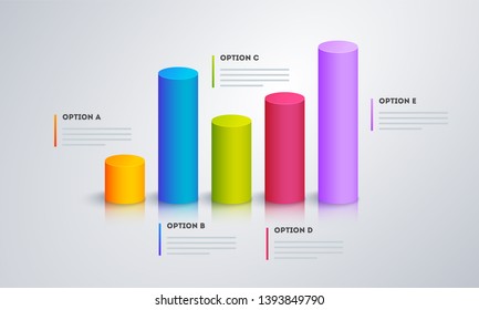 3D infographic graph with five step for Business or corporate sector. 