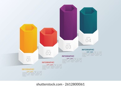 3D Infographic Hexagon Bar Chart Template