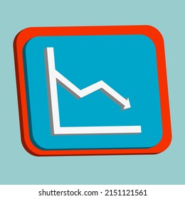 3D infographic icon of downtrend, declining progress of company performance, stock market, business or marketing targets, statistical analysis results