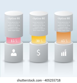 3D Infographic modern vector bars. Set of realistic boxes on the mirror surface. Can be used for workflow layout,  business concept with 3 options, parts, steps or processes, banner, chart, web design