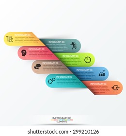 3d infographic option template with 8 paper ribbons on bright background. Vector. Can be used for web design and  workflow layout