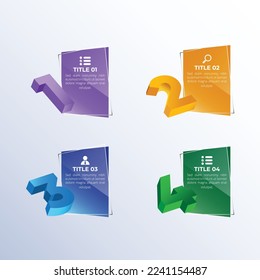 3d Infographic presentation banner, isometric abstract business info flowchart steps design