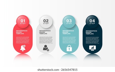 3D infographic template with 4 steps or processes. Business and marketing infographic layout for presentation slides