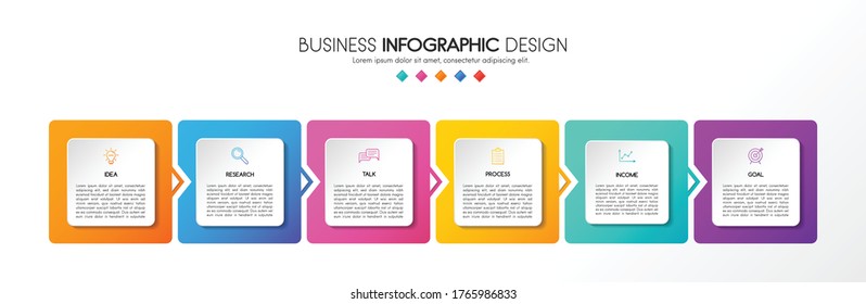 3d infographic template with 6 steps. Vector