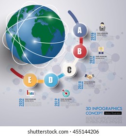 3d Infographic Template. Data Visualization. Can be used for workflow layout, number of options, steps, diagram, graph, presentation, timeline chart and web design. Vector illustration.