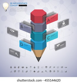 3d Infographic Template. Data Visualization. Can be used for workflow layout, number of options, steps, diagram, graph, presentation, timeline chart and web design. Vector illustration.