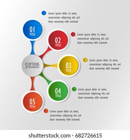 3D infographic template five options, Business circle diagram