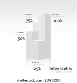 3d infographic template  font view  white color balance