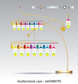3D Infographic template hanging with number 14 step,Business concept with and options. For content, diagram, flowchart, steps, parts, timeline infographics, workflow layout, chart,Vector illustration