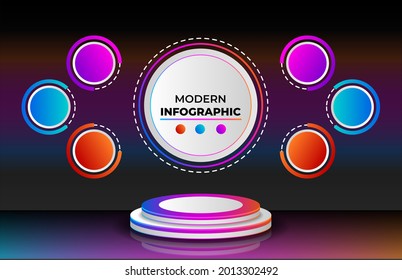 3D infographic template with podium or stage, Can be used for workflow layout, diagrams, number options. business, vector web design.