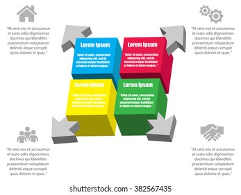 3D infographic vector banner with icons and place for your text modern style with arrows