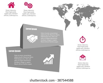 3D infographic vector template banner with map icons and place for your text eps10