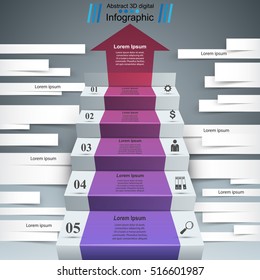 3D Infographics And Business Ladder. 