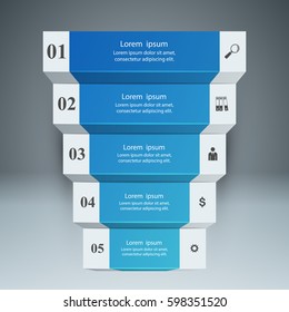 3D infographics and business ladder. 