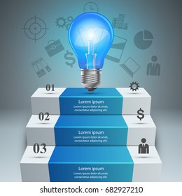 3D infographics and business ladder. 