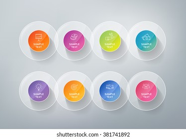 3D infographics buttons. Can be used for presentations to mark options, workflow, progress, success.