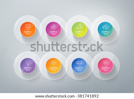 3D infographics buttons. Can be used for presentations to mark options, workflow, progress, success.