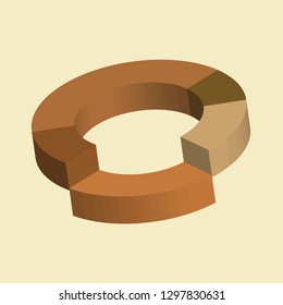 3D Infographics, donut circle divided into sectors charts