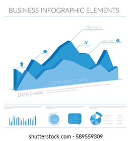 3D infographics elements Business data graph. Vector illustration
