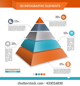 3d infographics pyramid chart for your Business reports and financial data presentation.