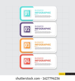 3D Infographics template 4 options with horizontal banner, can be used for workflow layout, diagram, website, corporate report, advertising, marketing. vector illustration.