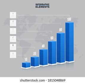 3d infographics template 6 options. with numbers and business icons, presentations.
