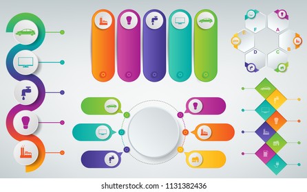 3D Infographics templates set. Business presentation concept. Vector illustration